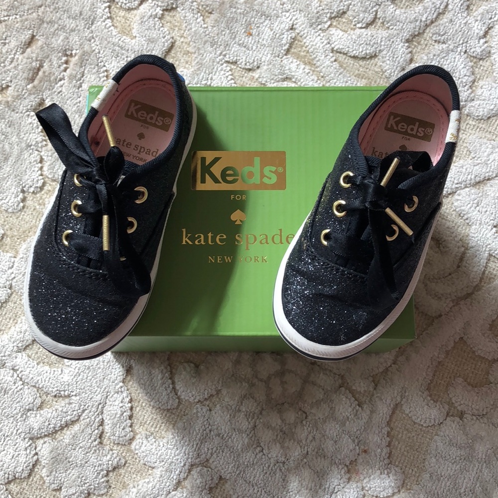 Kate spade toddler keds black sparkle size 6